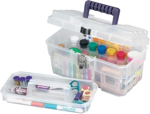 Akro-Mils 14-Inch Plastic Toolbox with Removable Tray, Steel Latch & Padlock Eye, Industrial-Grade Storage Box for Hobby Supplies, Crafts, and Tools, 14" x 8" x 8", Made in USA, Clear (09514) - Image 4