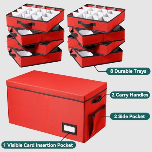 Christmas Ornament Storage Box ,8 Trays,128-3" Holiday Ornament Container - Image 5
