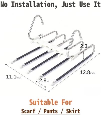 Pants Hangers Space Saving 5 Tier - 2 Pack Closet Organizers and Storage Closet Organizer,Anti-Slip Design,Closet Organizers and Storage for Pants Jeans Skirts Scarf Legging - Image 7