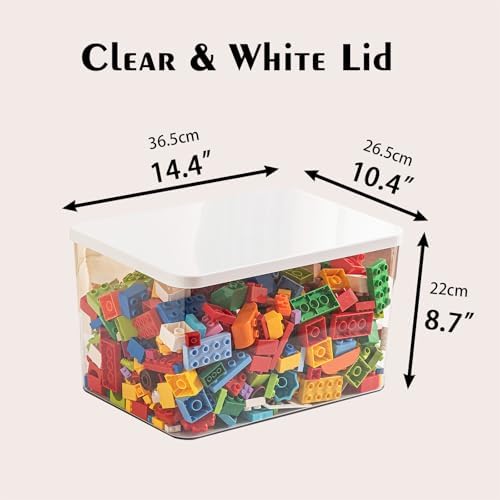 Clear plastic storage bins with LIDS,storage containers for snacks, cosmetics, books, dog food, Storage Organizer for Nursery，Kitchen, Living room,Bedroom, Bathroom, Office (Clear-White Lid, 3XL) - Image 3