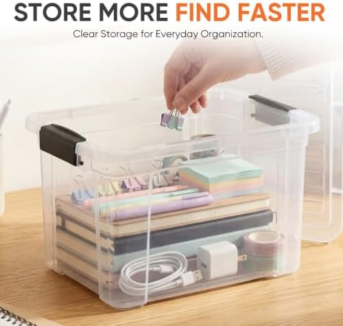 Superio Small Clear Storage Boxes with Lids, 4.75 Quart Plastic Container Bins for Organizing, Stackable Crates, BPA Free, Non Toxic, Odor Free, Organizers for Home, Office and Dorm, 4 Pack - Image 2
