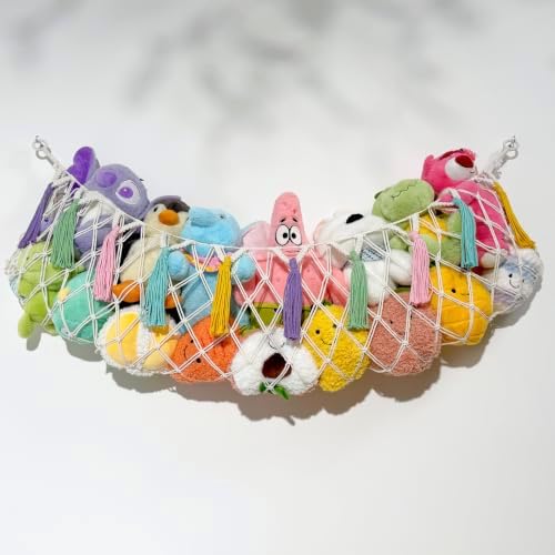 Stuffed Animal Hammock, Nursery and Playroom Toy Storage Net Organizer for Plush Toys, Kids Bedroom Décor, Rip-Resistant Stuff Animals Holder with Hanging Hardware - Image 5