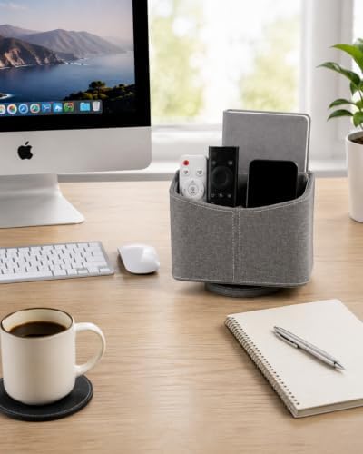 LAMOTI Remote Control Holder, 360° Rotating PU Leather Desk Organizer - Image 4