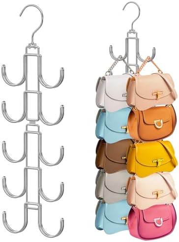 Purse Hanger for Closet,360 Degree Purse Bag Organizer Handbag with 10 Hook by Myfolrena