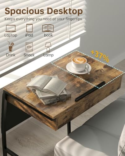 Hadulcet TV Tray Table for Eating on Couch, Tiltable 0-52°, Hidden Storage - Image 5