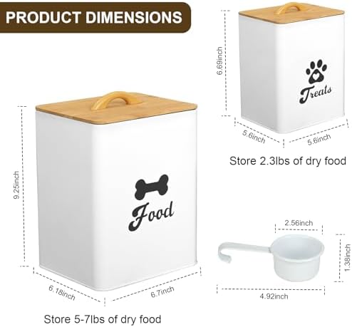 Dog Treat Container 2PCS, Dog Food Storage Container with Lids Airtight, Dog Treat Jars for Kitchen Counter-7+3Lbs, Small Dog and Cat Cookie Jar for Storage, Pet Treat Container (Upgraded) White - Image 4