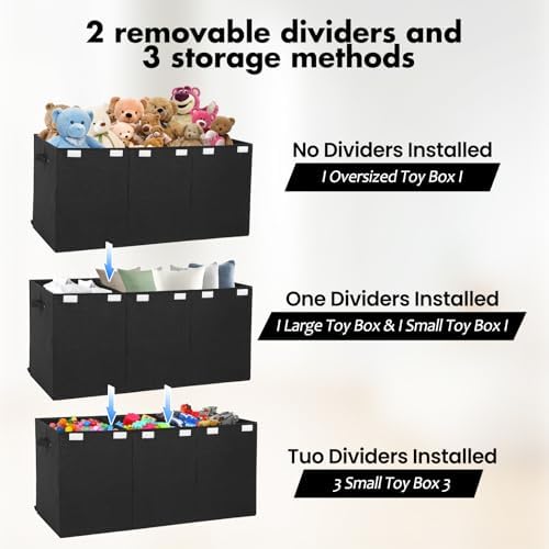 167L Large Toy Box Chest Storage with Lid, Collapsible Kids Toy Storage - Image 3