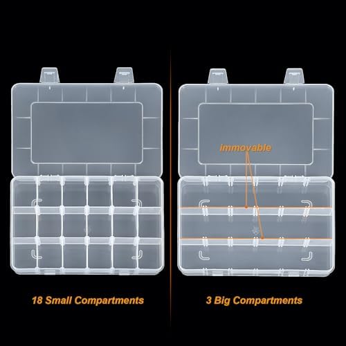 CGCG 3-Pack 18-Grid Clear Plastic Beads Organizer Box 7.9x5.8 - Image 3