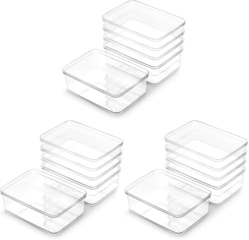BINO | Plastic Storage Bins, X-Small - 15 Pack | THE LUCID COLLECTION | Multi-Use Built-In Handles BPA-Free Clear Storage Containers | Fridge Organizer | Pantry & Home Organization by BINO