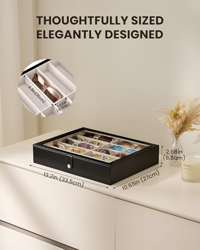 Lolalet 10/20 Slots Sunglasses Organizer with Slim Clear Lid - Image 4