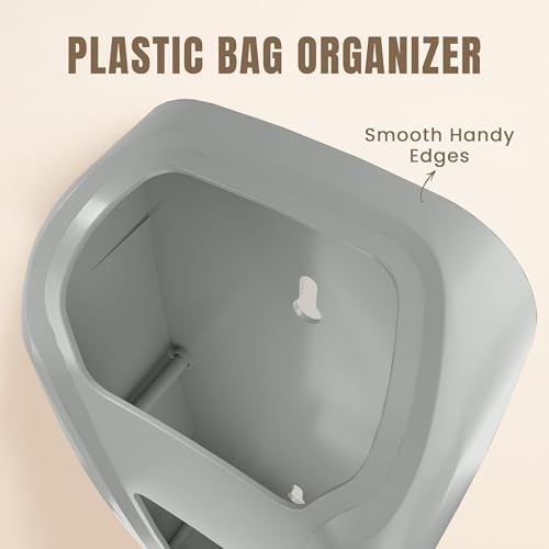 KICHLY Plastic Bags Holder, Durable Grocery Plastics Dispenser, Storage Organizer & Saver for Grocery, Shopping & Trash Bags, Wall Mount, Grey - Image 4