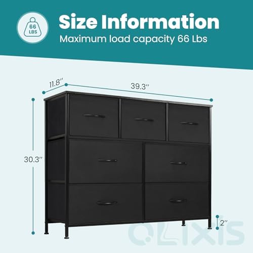 OLIXIS Black Dresser for Bedroom with 7 Fabric Drawers Storage Organizer - Image 3