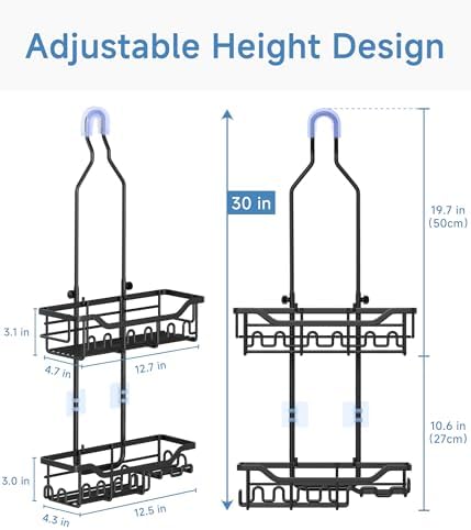Upgraded Extended Length Shower Organizer with Hooks, Rustproof Shampoo Soap Holder, Large Hanging Bathroom Caddy - Image 4