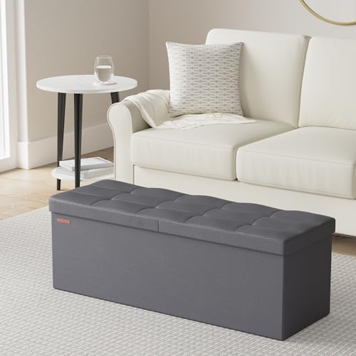 SONGMICS 43.3 Inches Folding Storage Ottoman Bench with Flipping Lid - Image 2