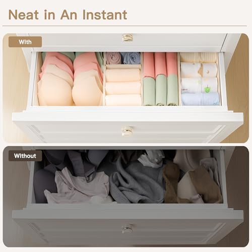 Criusia Drawer Organizer Clothes, 24 Pack Dresser Organizer for Baby Clothes, Underwear, Sock- Foldable Closet Organization and Storage Dividers Bins for Nursery, Bedroom and Dorm (Beige) - Image 4