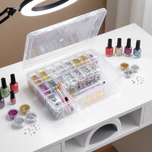 Bead Organizer Box,Mini Clear Plastic Storage Containers Boxes for Bracelet Making DIY Jewelry Craft Nail beads and smll items (white) - Image 6