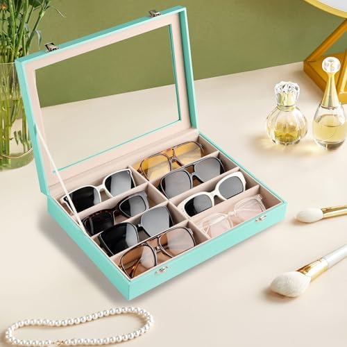 Frebeauty 8-Slot Sunglass Organizer,Sunglass Holder with Clear Lid - Image 2