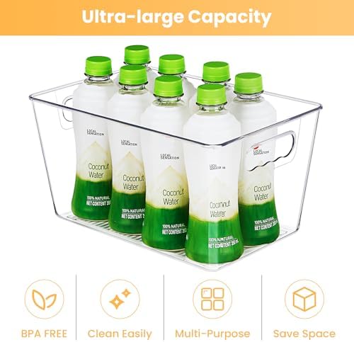 YIHONG 36 Pack Clear Pantry Organizer Bins, Plastic Containers with Handle for Kitchen,Freezer,Cabinet,Closet,Bathroom Under Sink Storage - Image 6