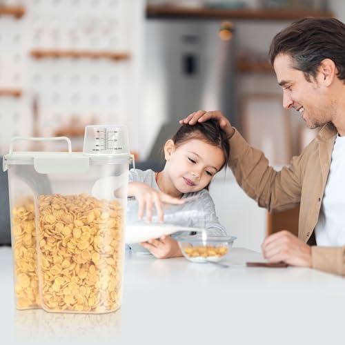 TBMax Airtight Rice Container 10 Lbs, Cereal Dispenser, Pet Cat Dog Food Storage Container, Plastic Kitchen Pantry Food Storage Holder with Cup -Beige - Image 5