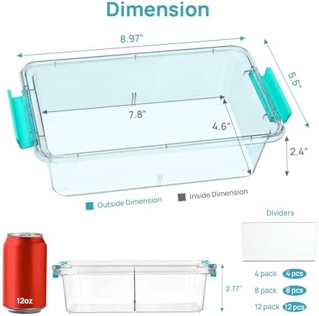 Vtopmart 8 Pack Clear Pencil Box with Removable Divider, BPA-Free Plastic Storage Containers for Pens, Pencils, Crayons, Markers, Craft Supplies and Small Items - Image 2