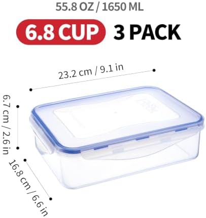 KIGI Plastic Food Storage Containers, Set of 3 (6.8 Cup) - Image 2