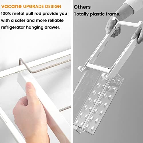 vacane Large Fridge Under Shelf Drawer, Pull Out Refrigerator Drawer Organizer Fridge Organizer Bins, Fridge Storage Container Holder for Produce, Deli Meat, Cheese, Bacon, Easy to Install-L - Image 5