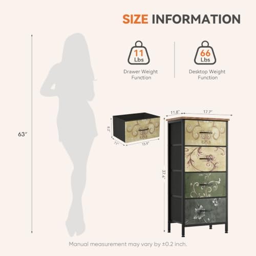 Sweetcrispy Dresser for Bedroom, 4 Drawer Storage Cabinet, Tall Nightstand - Image 3