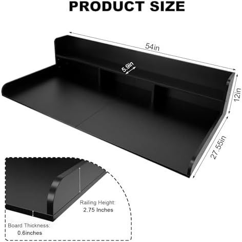 Washer Dryer Countertop with Shelf, 2-Tier Laundry Countertop Over Washer and Dryer, 54" x 27.55" Wooden Table for Folding Clothes for Laundry Room Organization and Storage (Black) - Image 2