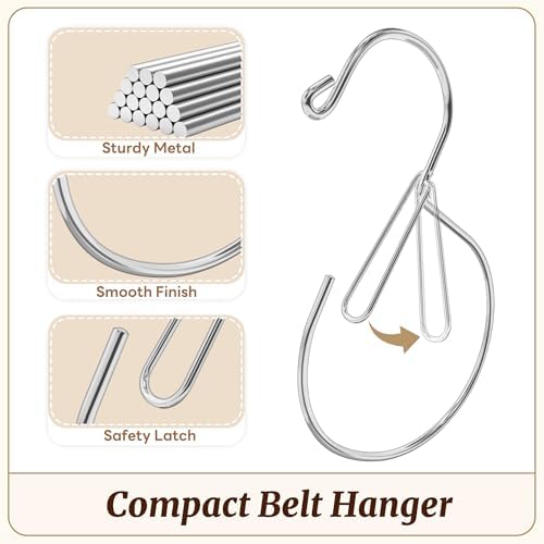 MEILIDY Metal Belt Hanger with Safety Buckle for Closet, Silver, 2 Pcs - Image 3