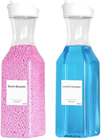 50 OZ Liquid Laundry Detergent Dispenser, Plastic Detergent Container for Organizing, Fabric Softener and Soap Dispenser, Powder Organizer for Laundry Room, 2 Pack by VOTLEVT
