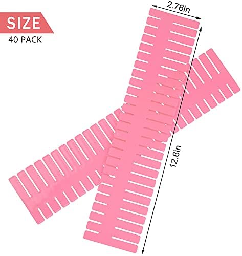 40Pcs Drawer Dividers, Adjustable Drawer Organizer for Socks, Underwear, Makeup, Can Help Tidy Kitchen, Bedroom, Dresser Pink - Image 2