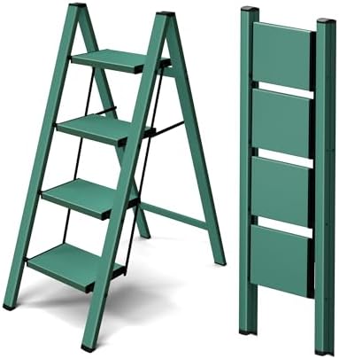 Taranta 4 Step Stool Foldable,Aluminum Step Ladder-Green by TARANTA