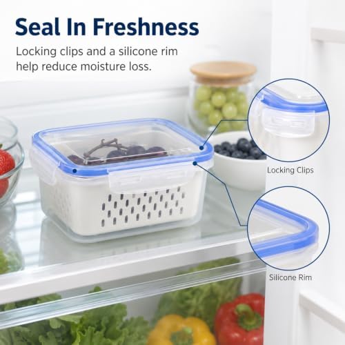 Fruit Containers 3Pcs with Removable Colanders & Lids, Fridge Fresh Storage - Image 7