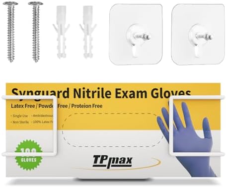 TPmax L Size Gloves Box Holder Glovesbox Wire Rack Dispenser for Gloves,Tissues Paper Towels Organizer - Mounting Accessories Included - Holds 1 Box - Perfect for Lab, Food Service and Home by TPmax