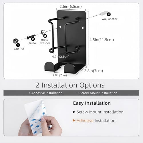Curling Iron Holder, Hair Straightener Holder for Bathroom Storage, Flat Iron Holder Wall Mount Space Saving Hair Tool Organizer, Stainless Steel Flat Iron Holder Wall Mount, Black BANJEKT - Image 7