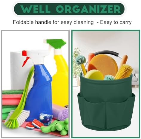 Cleaning Caddy for Cleaning Supplies,17L Cleaning Supply Caddy with Handle Foldable Cleaning Supplies Organizer Bucket Cleaning Products Organizers for Home, Garden (Grass Green) - Image 5