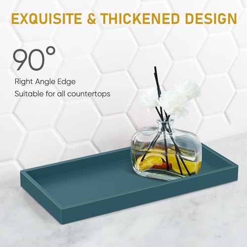 Bathroom Counter Tray,EG-SIPRO High-Grade Thickened Silicone Vanity Tray,Shatterproof Durable Rectangle Tray Soap Dispenser for Countertop,Sapphire Blue,Small+Large (EGTRAY) - Image 4