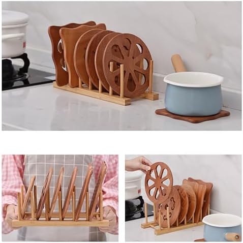 Kunovo Bamboo Dish Rack,Pot lid/Plate/Cutting Board Organizer for Kitchen cabinets,Bottle Drying Holder… - Image 7