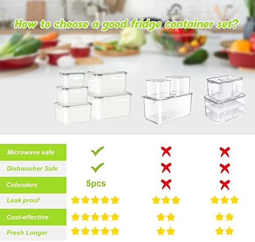 10 PS Fridge Food Plastic Storage Container with Colander - Image 4