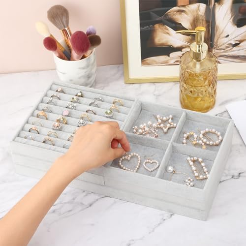Fixwal Jewelry Organizer Trays 5 Pack 14in Stackable Drawer Box Dividers - Image 6