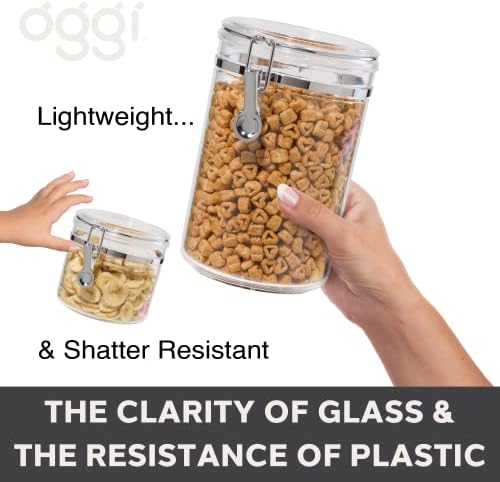 Oggi Large Clear Canister with Clamp Lid, 72 oz - Large Airtight Food Storage Container, for Kitchen & Pantry Storage of Bulk, Dry Foods, Pasta, Flour, Sugar, Coffee, Rice, Tea, Spices & Herbs - Image 4