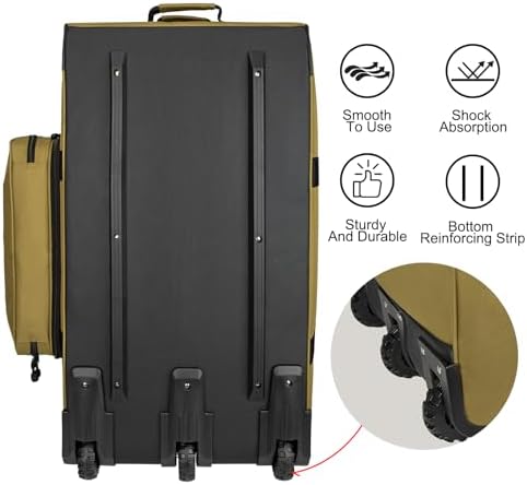 150L Large Rolling Duffle Bag with Wheels, Heavy Duty 32'' Tri-Wheel Gear Hauler for Camping,Moving Sports Equipment,Military & Airline Checked Bag Approved,Khaki - Image 5