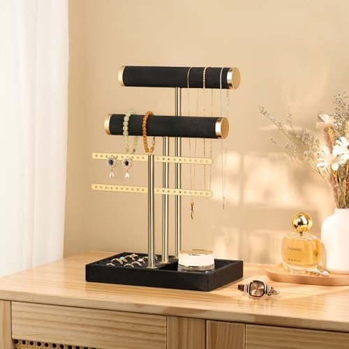 Jewelry Organizer Stand for Necklaces, Bracelets, Earrings, Rings, Black - Image 6