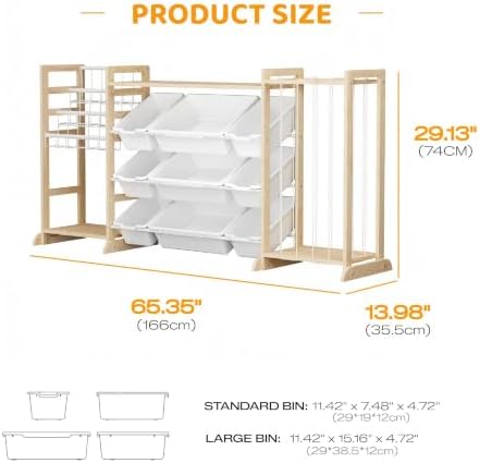 65" Large Toy Storage Organizer with Bookshelf and Stuffed Animal Storage - Image 2