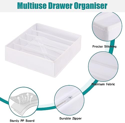 Bra Storage Drawers Organizer for Clothing Underwear Drawer Organizer Dividers Foldable Storage Cube Bins for Bra,Socks, Underwear,3 Pack （White） - Image 7
