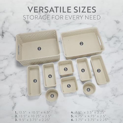 BROOKSTONE, 10-Piece Multi-Purpose Organizing Set – Nesting Baskets for Drawers & Vanity, Customizable Storage, Eco-Friendly, Versatile for Home, Office, Bathroom, and Kitchen - Image 5