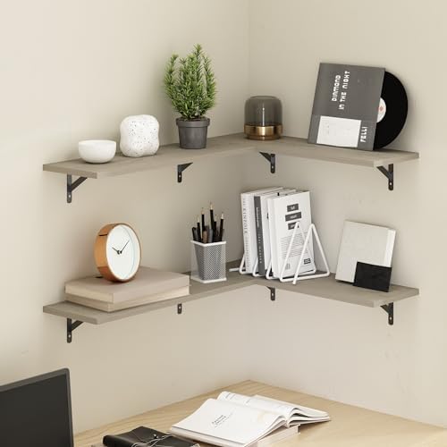 Furinno Rossi Set of 4 Floating Shelves for Wall, Metropolitan Pine - Image 2