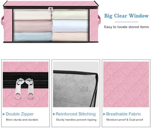 HomeHacks 6-Pack Clothes Organizer Storage Bags, 35L Storage Bins, Pink - Image 4