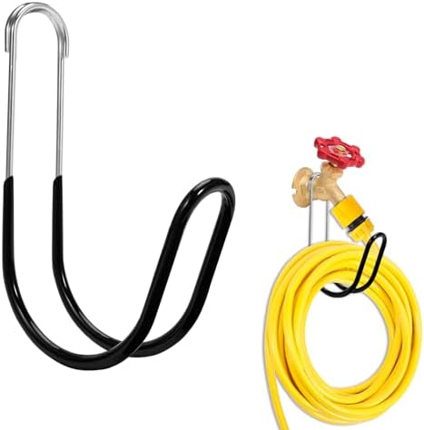 Garden Hose Holder Water Hose Hanger Wall Mounted,304Stainless Steel Solid Hose Hook Holds Up to 50Ft Garden Hose, Expandable Hose, Water Hose(Black Paint 1pcs) by Yoniccal