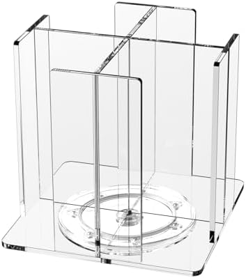 KOTEMON Cup and Lid Holder, 4 Compartment, Square | Rotating Coffee Cup Dispenser Lid Carousel for Restaurant, Buffet, Coffee Station, Bar, Countertop, Clear Acrylic by KOTEMON